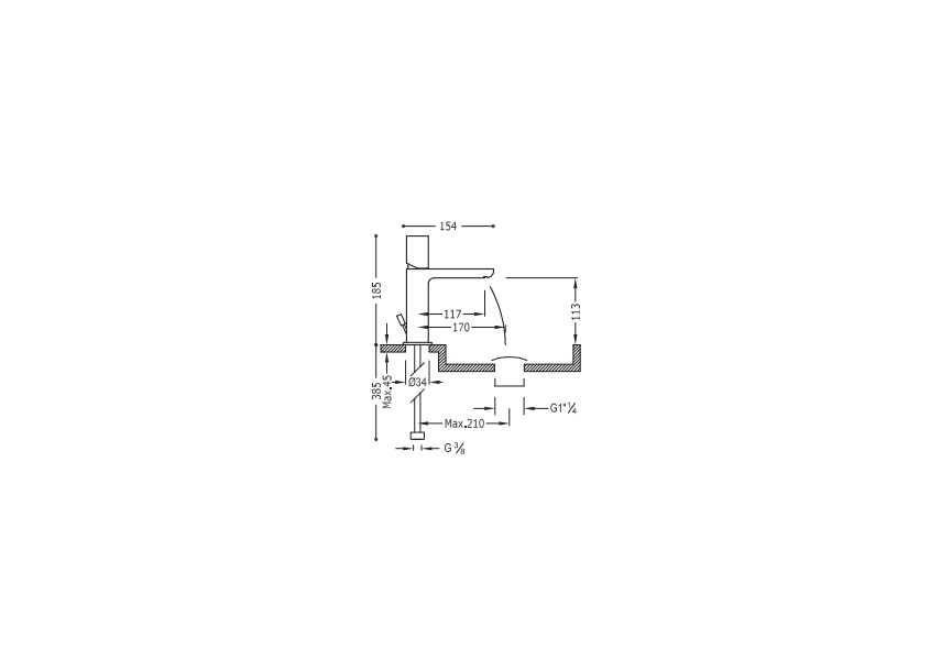 Robinet de lavabo Loft Tres croquis 1