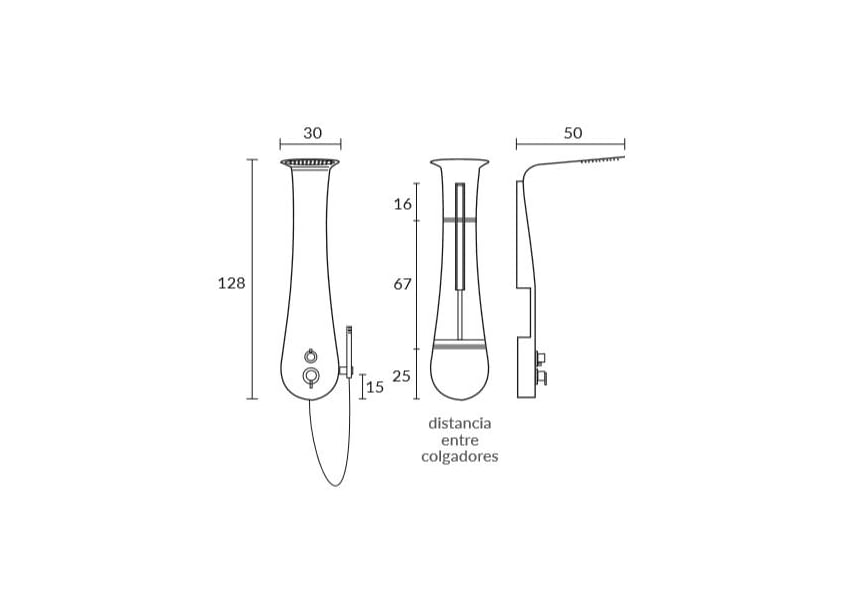 Colonne de douche hydromassante Aiga Sagobar croquis 1