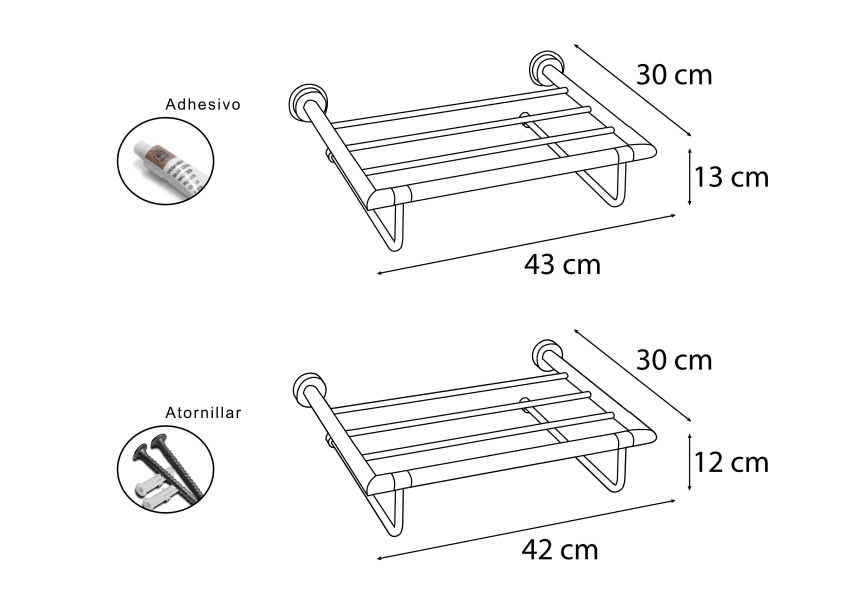 Porte-serviettes étagère Tau Mediterranea de baño croquis 1