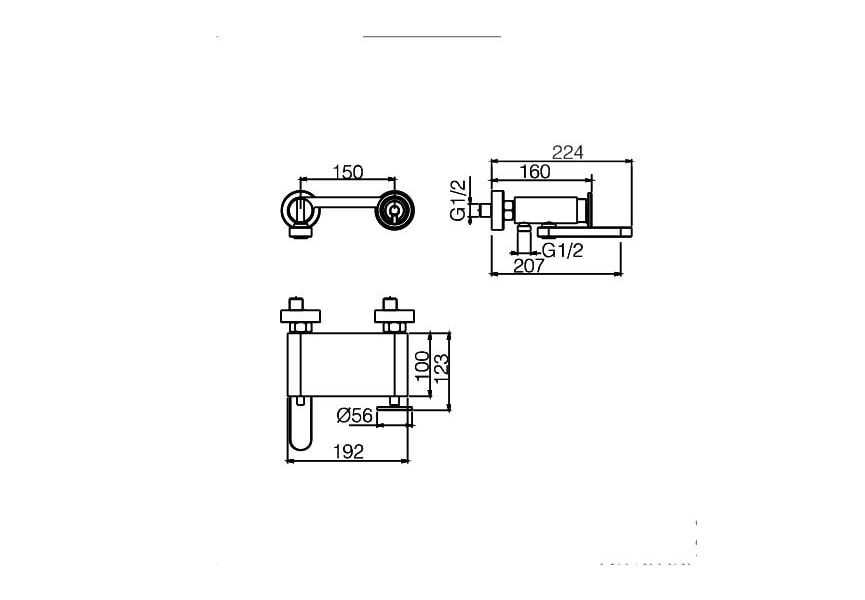 Olimpo Imex robinetterie encastrée pour baignoire et douche croquis 5