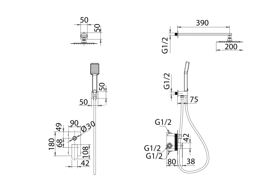 Imex Pisa set de douche encastré croquis 13