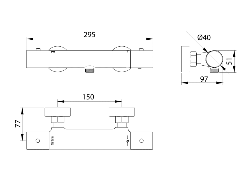 Robinet de douche Monza Imex croquis 16