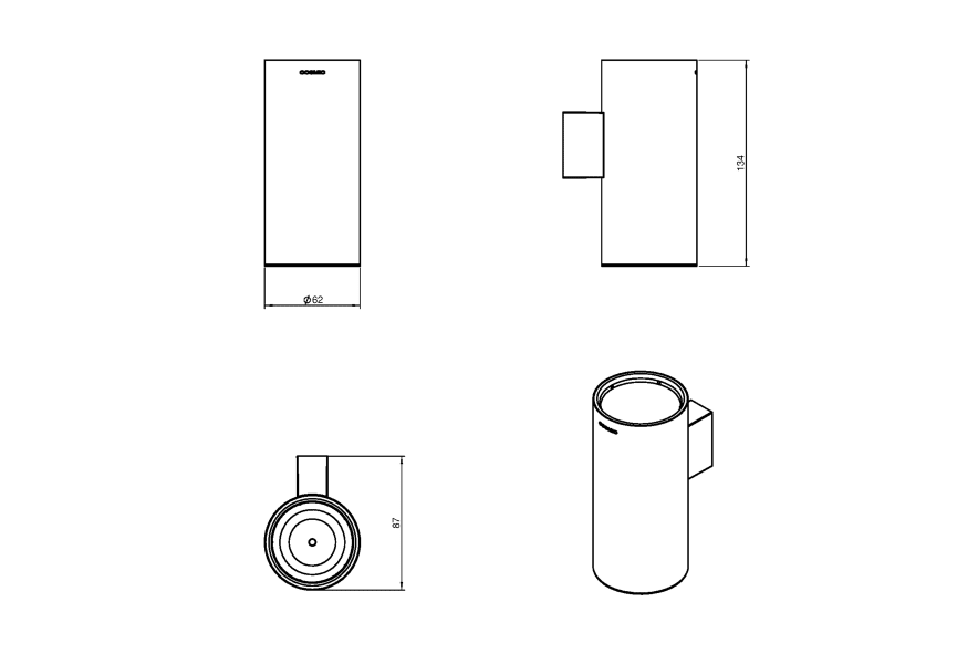 Porte-brosse de toilette Logic Cosmic croquis 7