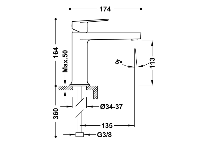 Robinetterie de lavabo Project Tres croquis 12