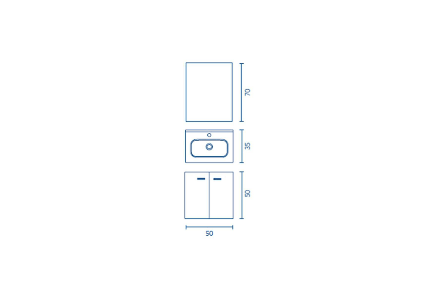 Aneko Amizuva ensemble complet de meubles de salle de bain à profondeur réduite de 35 cm croquis 11