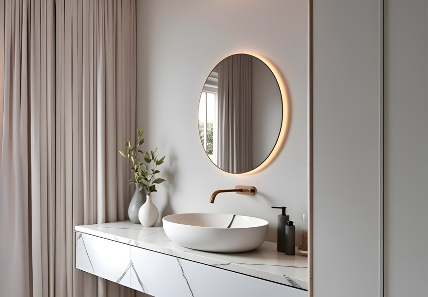 Miroir de salle de bains avec éclairage LED Milan Bruntec environnement 6