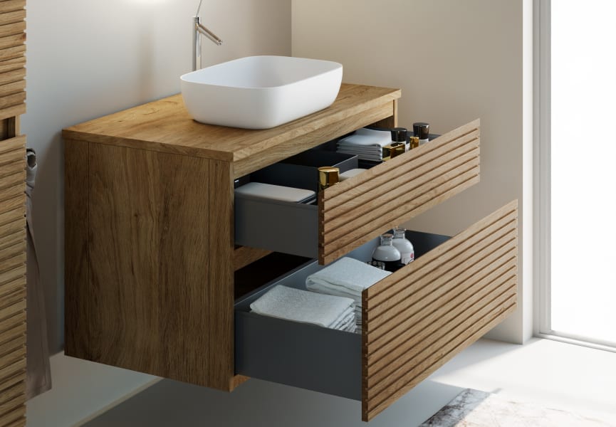 Meubles de salle de bain modernes en bois massif Alpes 1 Bruntec détail 2