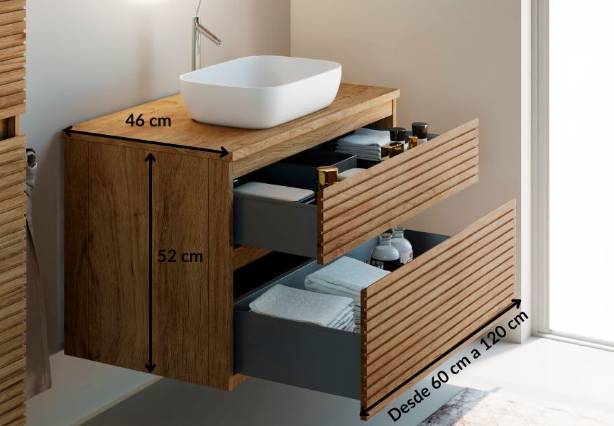 Meubles de salle de bain modernes en bois massif Alpes 1 Bruntec croquis 4