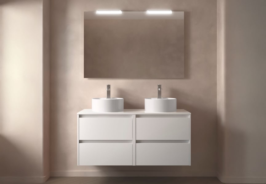 Meubles de salle de bains avec plan de toilette en bois Noja Salgar principal 4