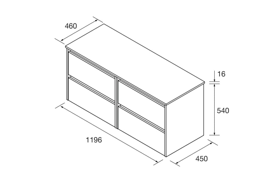 Meubles de salle de bains avec plan de toilette en bois Noja Salgar croquis 12