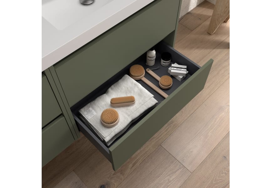 Ensemble de meubles de salle de bains avec plan de toilette en bois Noja Salgar détail 9