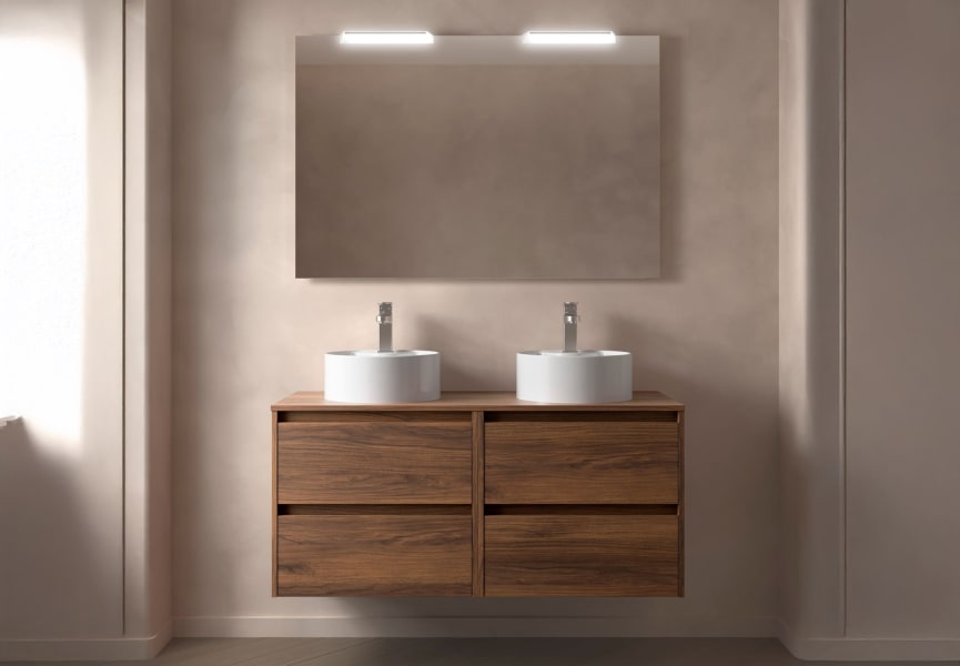 Meubles de salle de bains avec plan de toilette en bois Noja Salgar principal 3