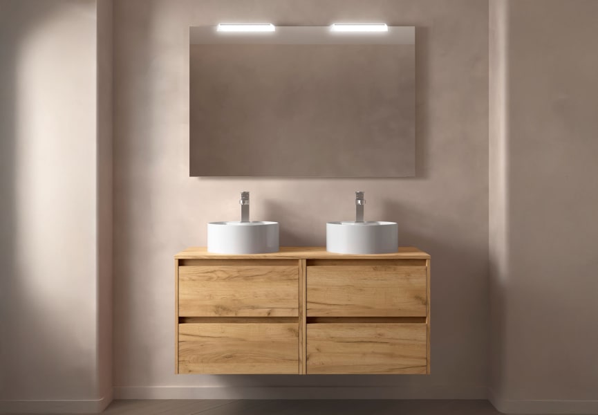 Meubles de salle de bains avec plan de toilette en bois Noja Salgar principal 2