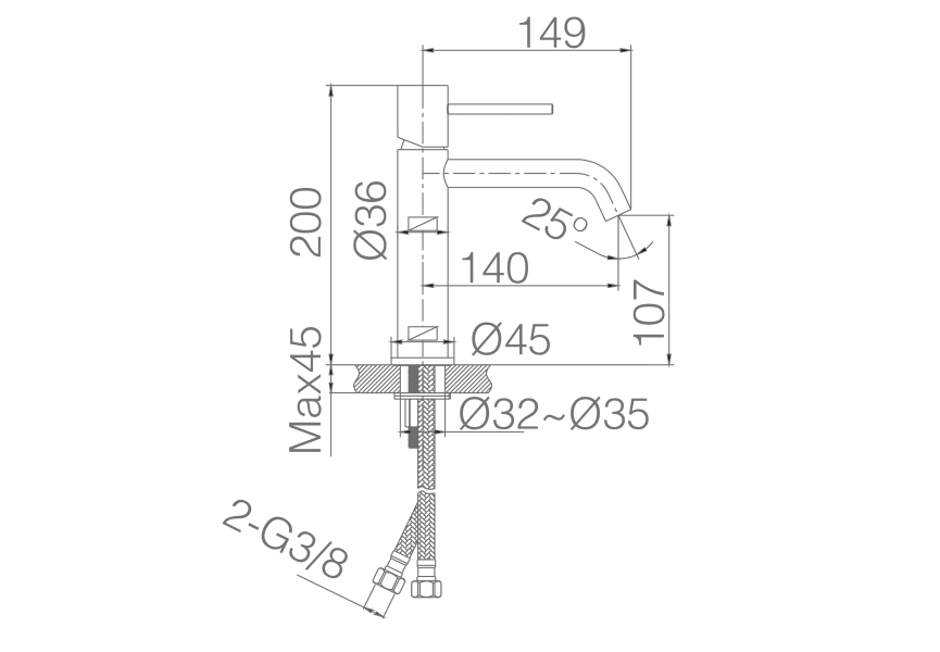 Mitigeur de lavabo Monza Imex croquis 9