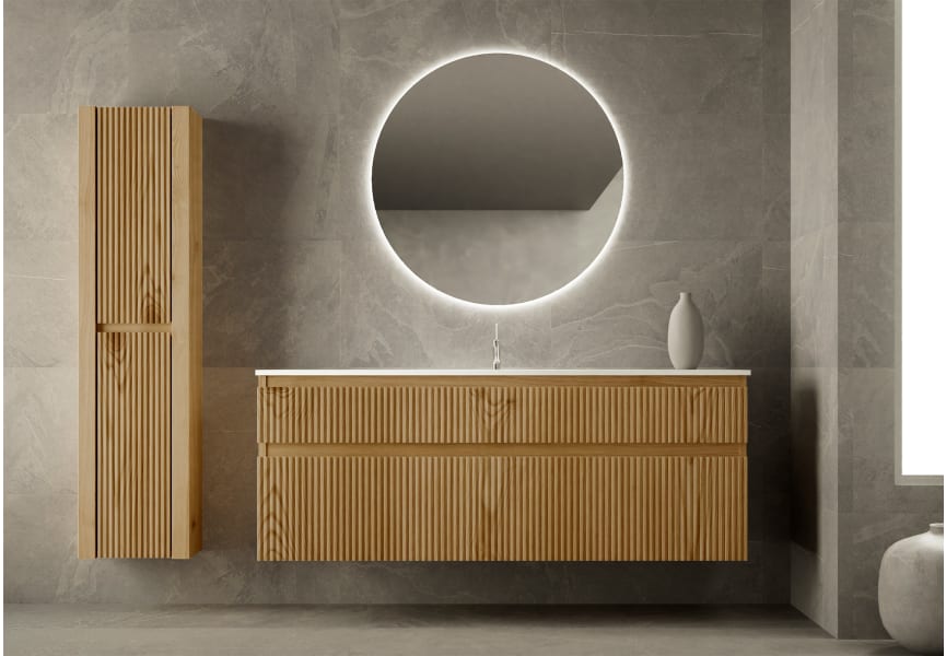 Ensemble de meuble de salle de bains en bois massif Alpes Bruntec principal 0