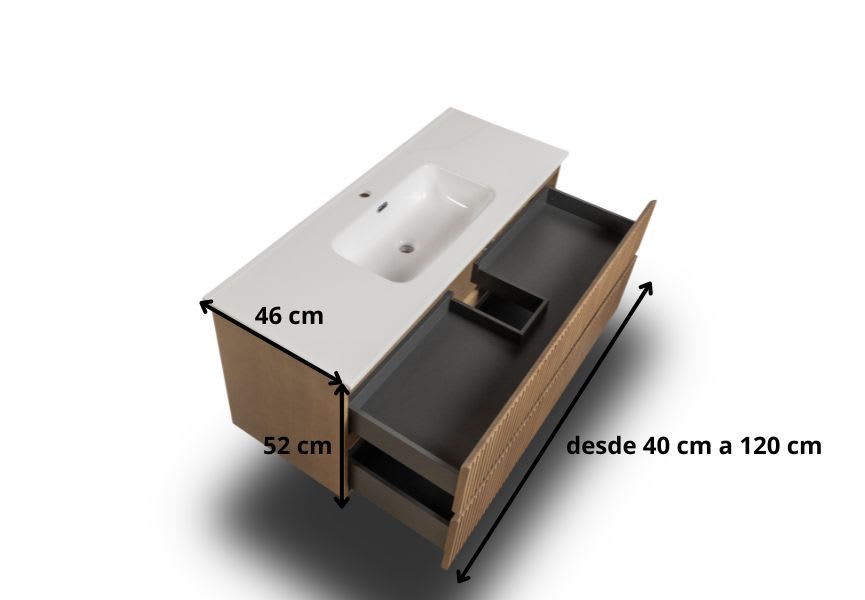 Ensemble de meuble de salle de bains en bois massif Alpes Bruntec croquis 9