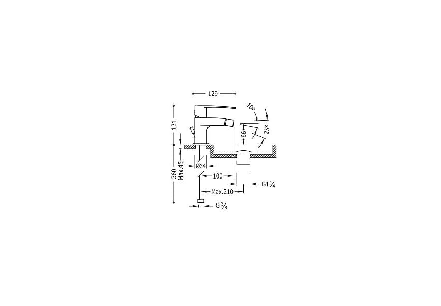 mitigeur de bidet Flat Tres croquis 1