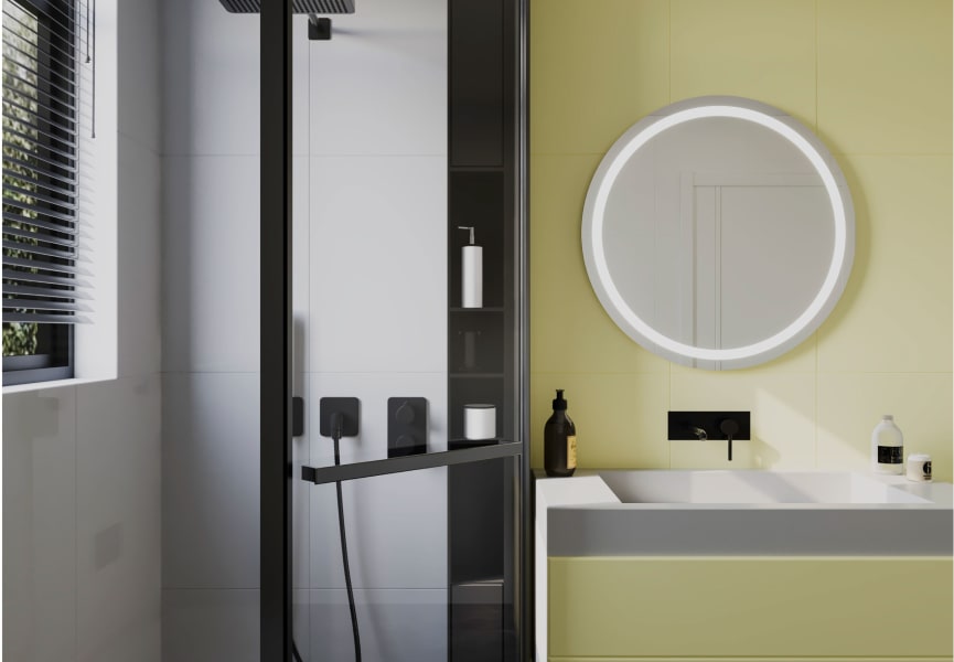 Miroir de salle de bains avec l'éclairage LED Ring Bruntec environnement 3