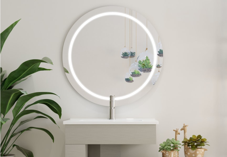 Miroir de salle de bains avec l'éclairage LED Ring Bruntec principal 0