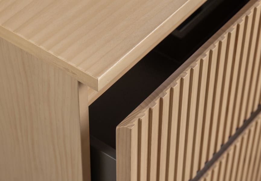 Meuble de salle de bains en bois massif rainuré Alpes 9 Bruntec détail 5