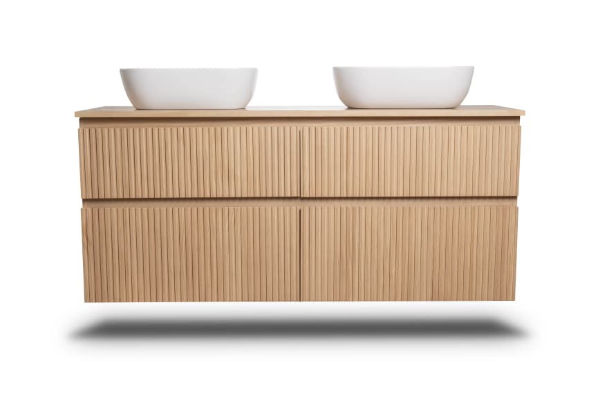 Meuble de salle de bains en bois massif rainuré Alpes 9 Bruntec détail 3