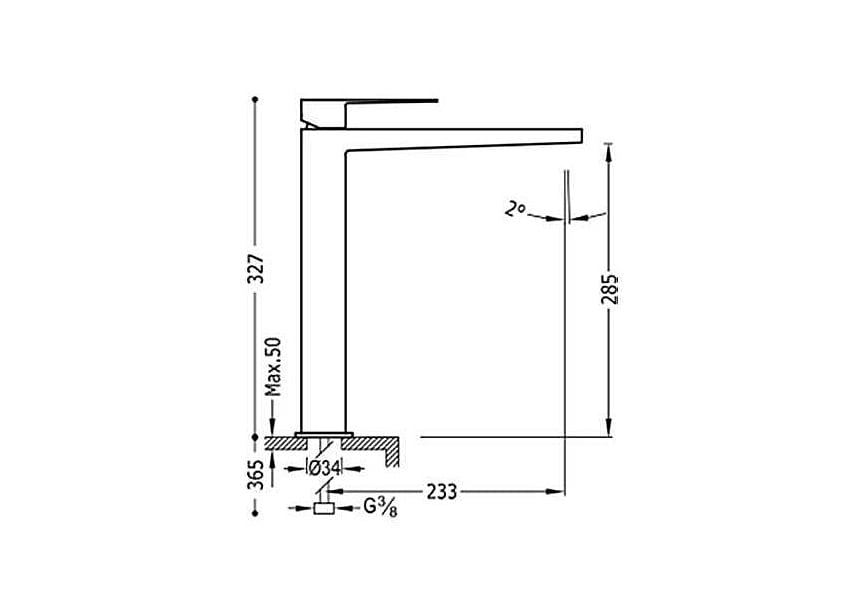 Mitigeur de lavabo Slim Exclusive XXL Tres croquis 4