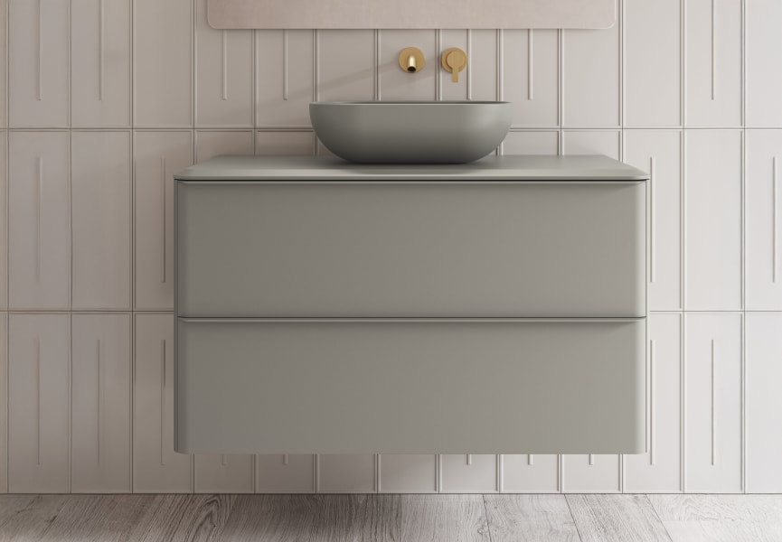 Meuble de salle de bains avec plan de toilette en résine arena Dai Top Royo détail 4