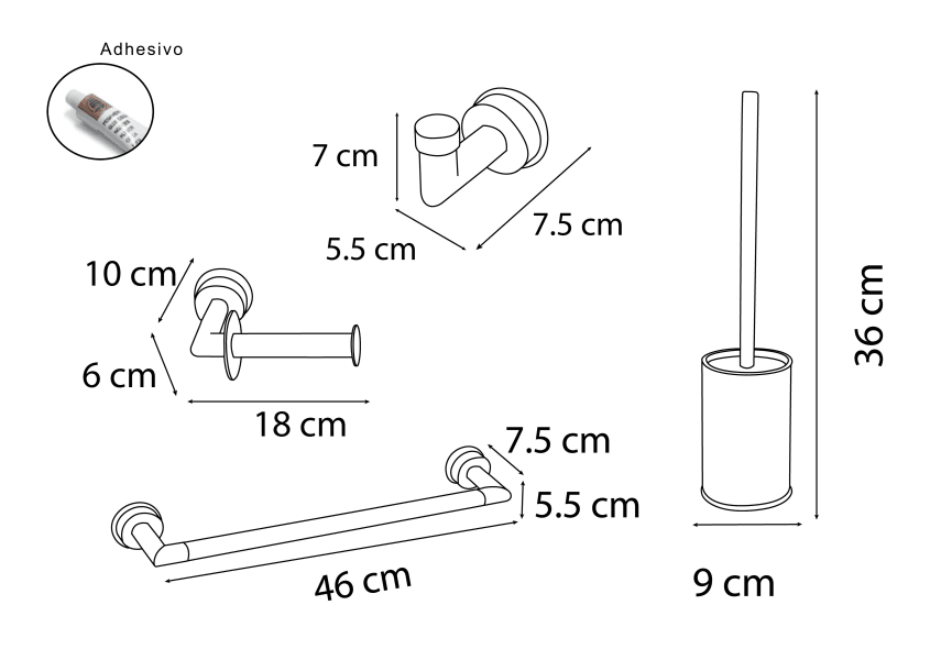 Ensemble d'accessoires de salle de bains Tau Mediterránea del baño croquis 6