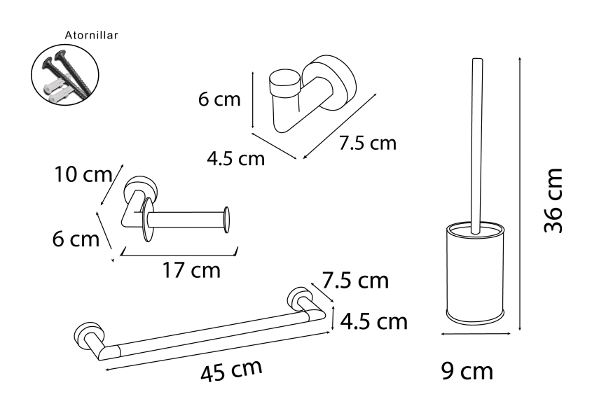 Ensemble d'accessoires de salle de bains Tau Mediterránea del baño croquis 5