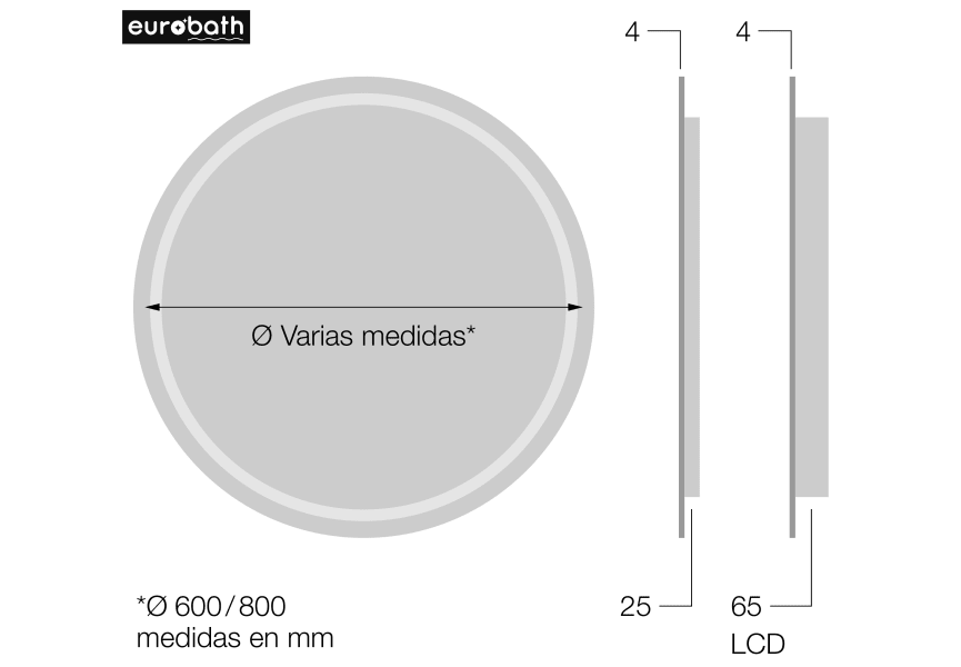 Miroir de salle de bains avec éclairage LED Mallorca Eurobath croquis 2
