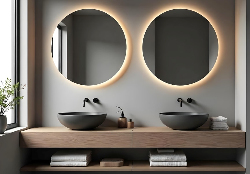Miroir de salle de bains avec éclairage LED Sun Bruntec principal 2
