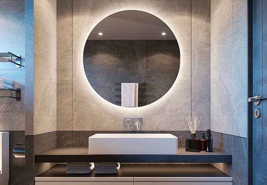 Miroir de salle de bains avec éclairage LED Sun Bruntec principal 1