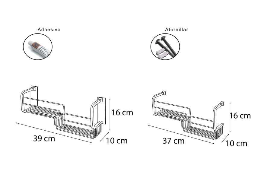 Step type shower shelf 600 Bruntec croquis 1