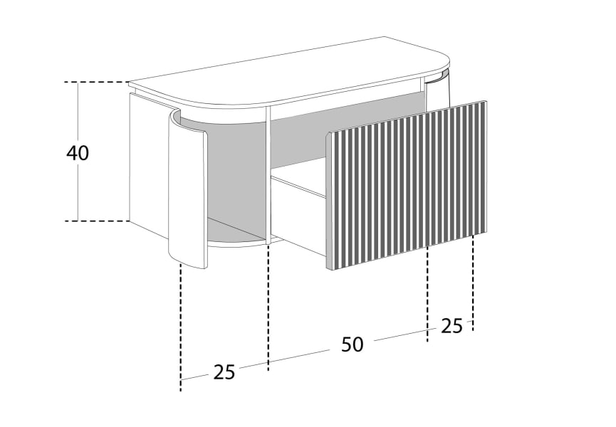 Meuble de salle de bain 100 cm en bois massif de frêne avec plan de toilette en bois Evo Curve Bruntec croquis 7