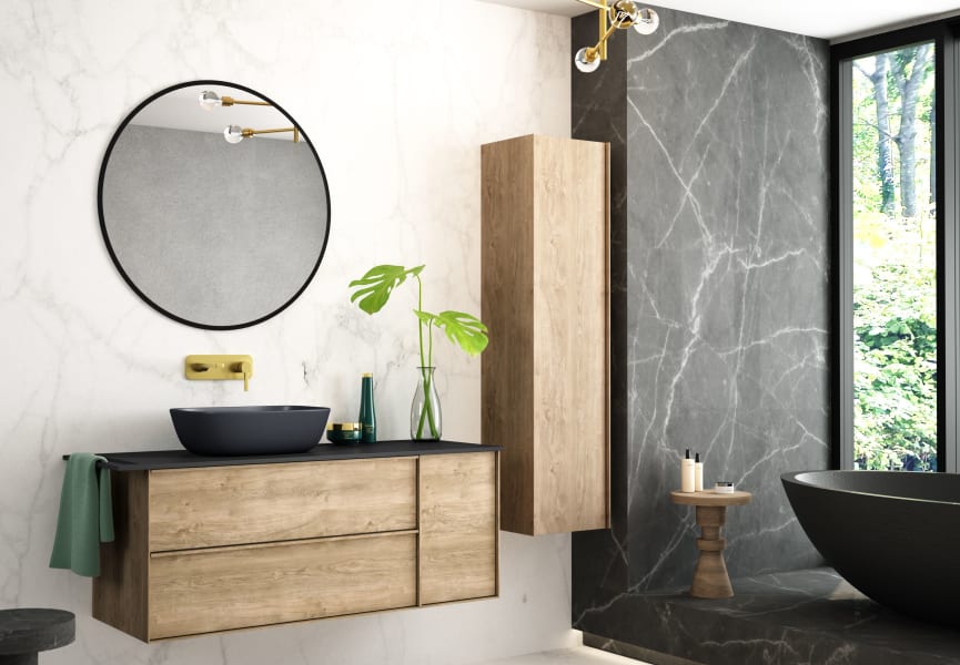 Meuble de salle de bains Oslo avec plan de toilette en bois Coycama principal 1