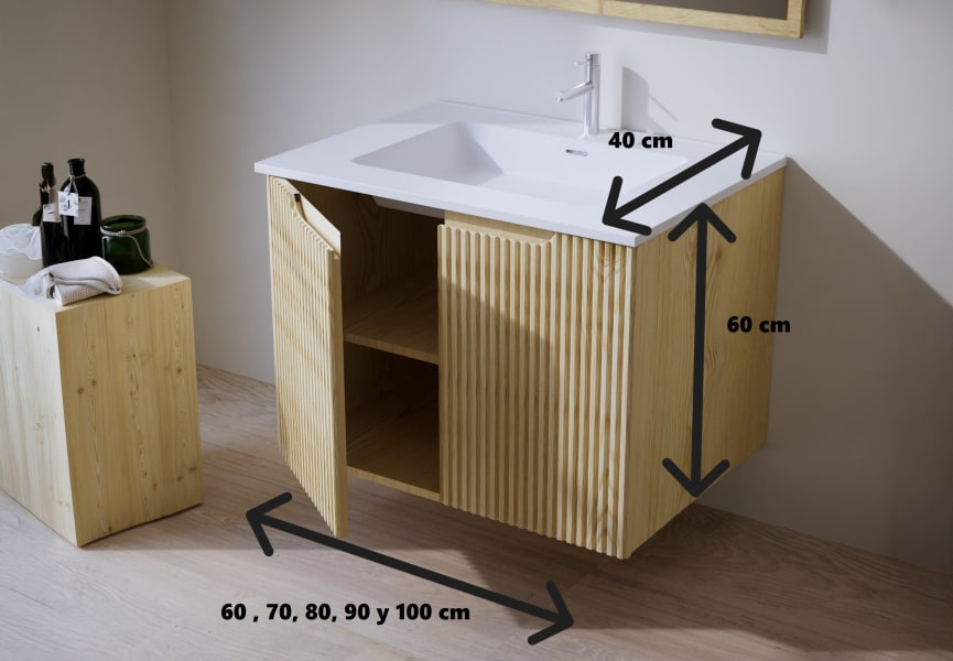 Ensemble de meubles de salle de bains en bois massif Bruntec Alpes 14 croquis 5