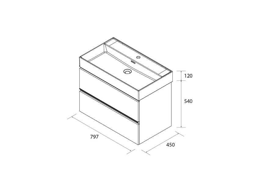 Ensemble de meubles de salle de bain Bequia Salgar croquis 13