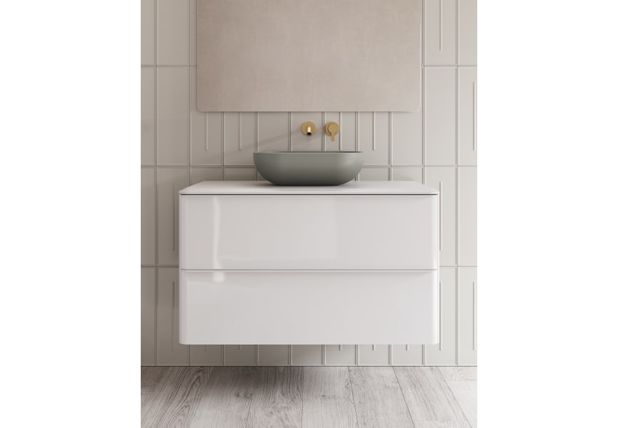 Meuble de salle de bains avec plan de toilette en résine blanche Dai Top Royo détail 3