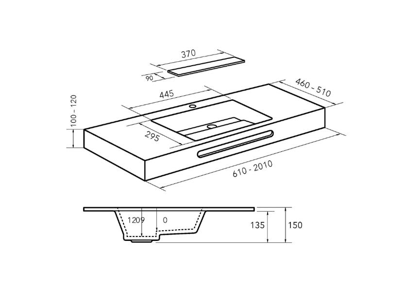 Lavabo suspendu Miami Bruntec croquis 2