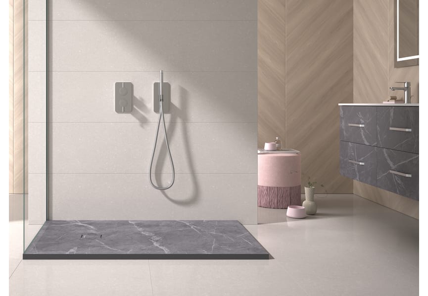 Receveurs de douche en résine décorés avec Stone 3D Bruntec Marble environnement 1