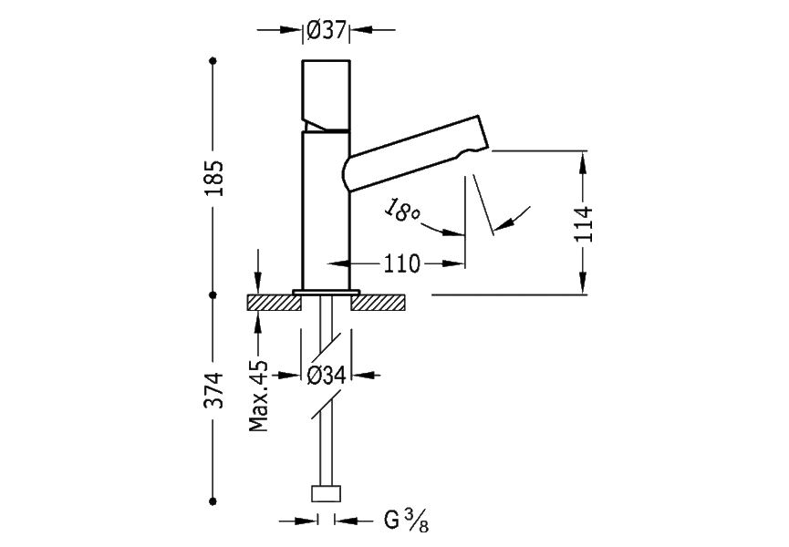 Robinet de lavabo Max Tres croquis 1