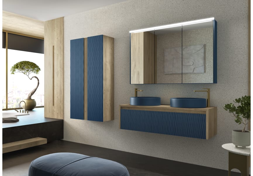 Meuble de salle de bains Lambda avec plan de toilette en bois Coycama principal 1