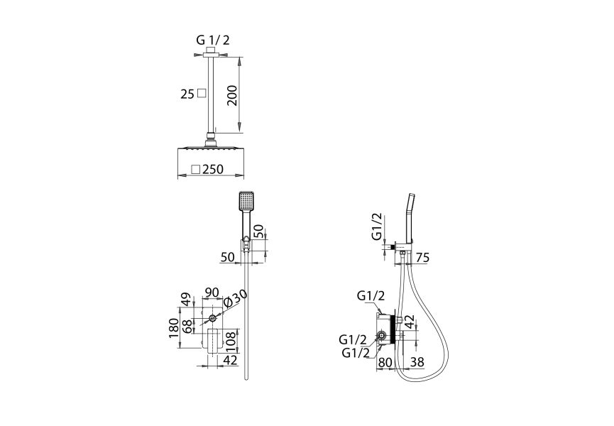 Imex Pisa set de douche encastré croquis 7