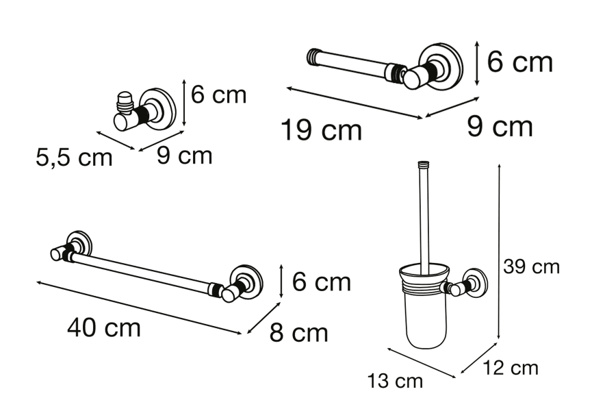 Ensemble d'accessoires de salle de bain Paula Mediterránea de baño croquis 5