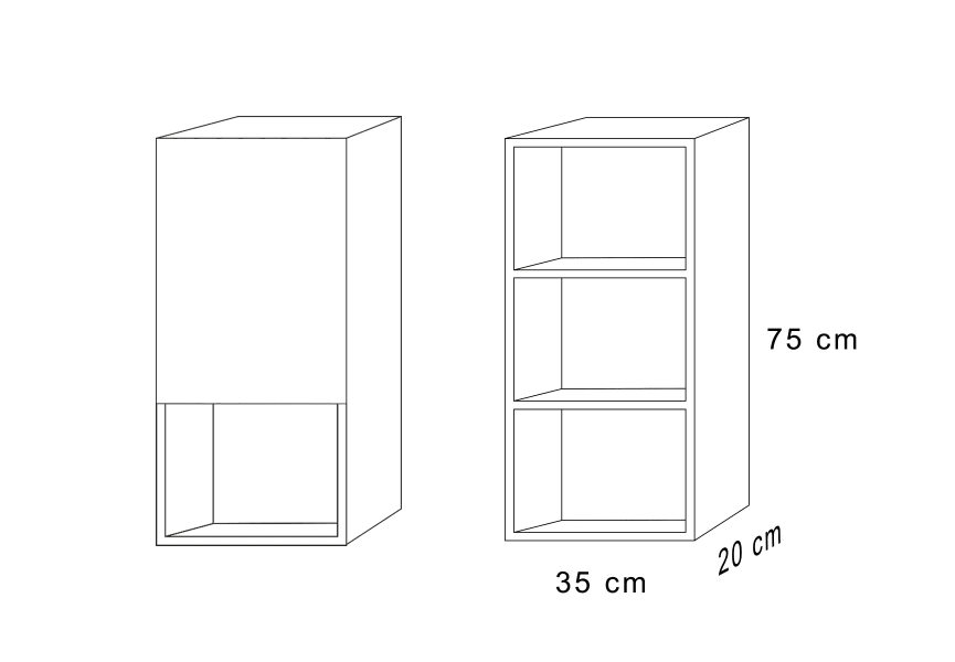 Colonne de salle de bain Lia Bruntec avec 1 porte et étagère croquis 16