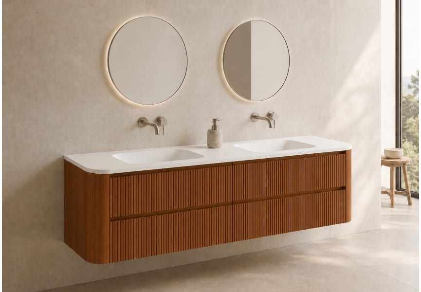 Ensemble de meuble de salle de bains avec lavabo en Solid Surface « Duna » de Bruntec principal 4