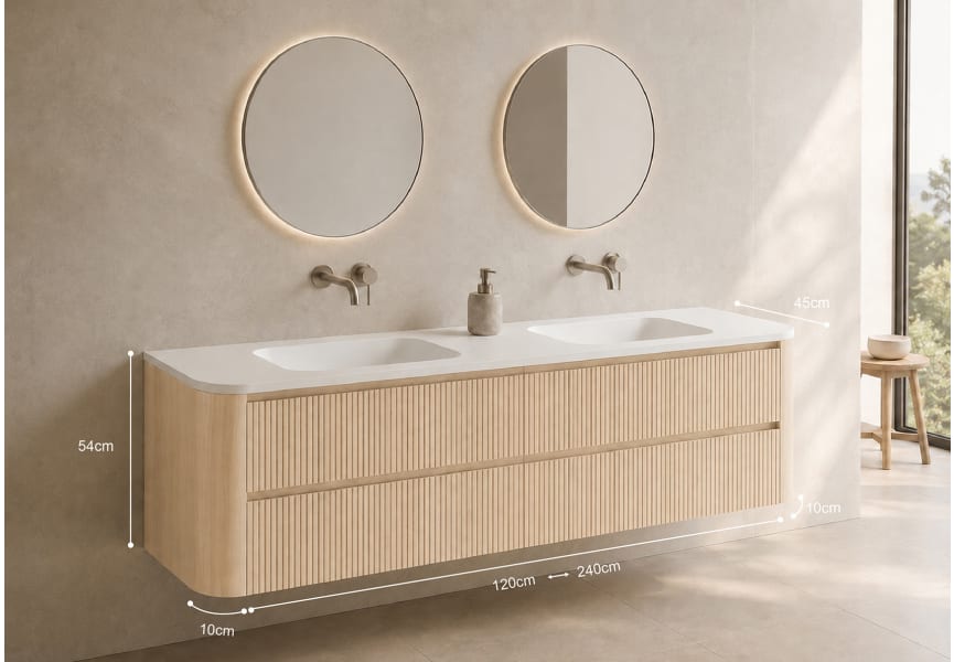 Ensemble de meuble de salle de bains avec lavabo en Solid Surface « Duna » de Bruntec croquis 16