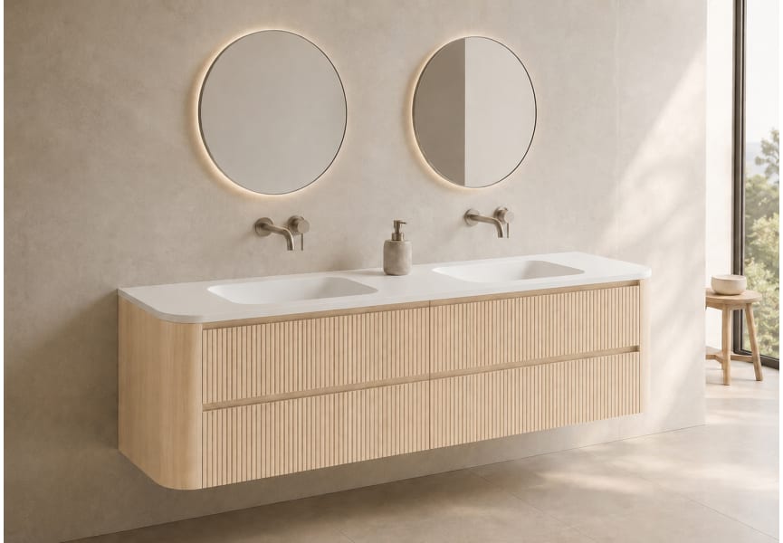 Ensemble de meuble de salle de bains avec lavabo en Solid Surface « Duna » de Bruntec principal 2