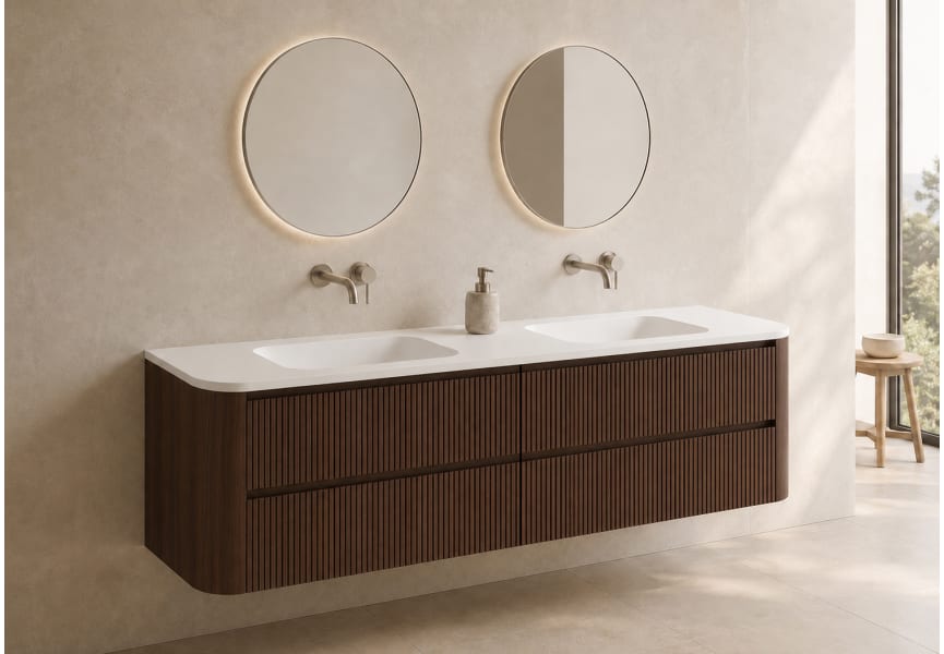 Ensemble de meuble de salle de bains avec lavabo en Solid Surface « Duna » de Bruntec principal 6