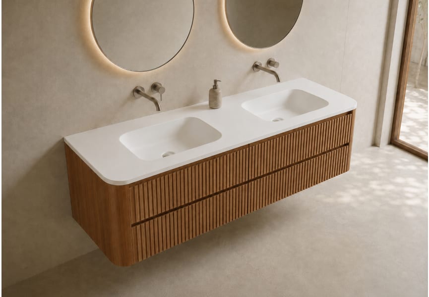 Ensemble de meuble de salle de bains avec lavabo en Solid Surface « Duna » de Bruntec environnement 15